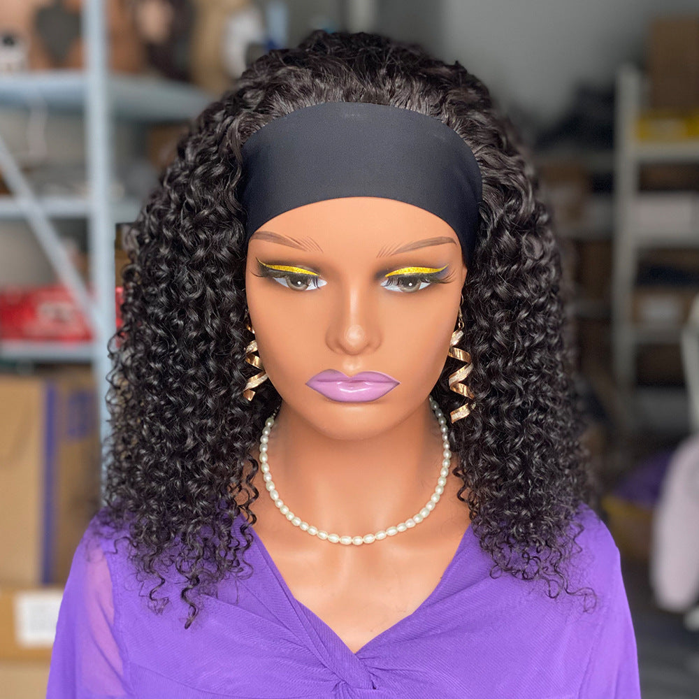 Curly Headband Human Hair Wig