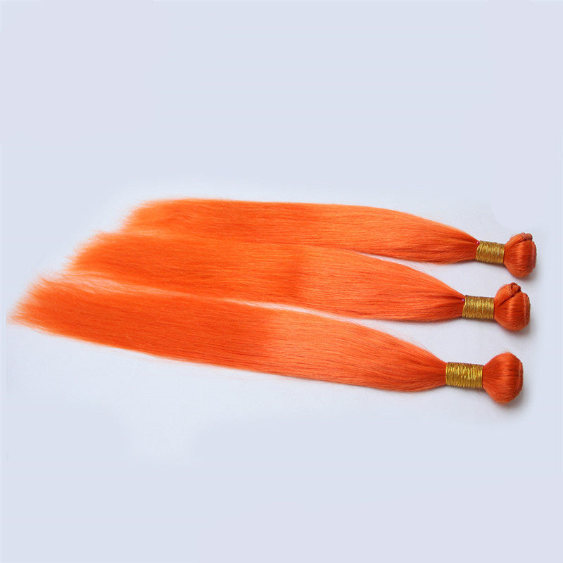 Orange Human Hair Curtain or extension