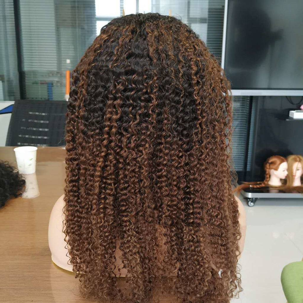 Ombre Human Hair Kinky Curly 4x4 Lace Front Wig