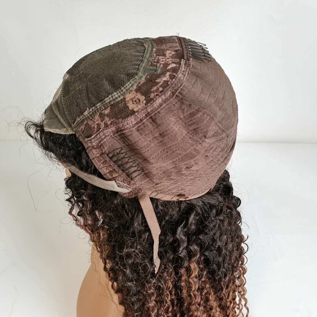 Ombre Human Hair Kinky Curly 4x4 Lace Front Wig