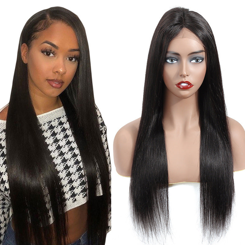 Straight long length human hair wig