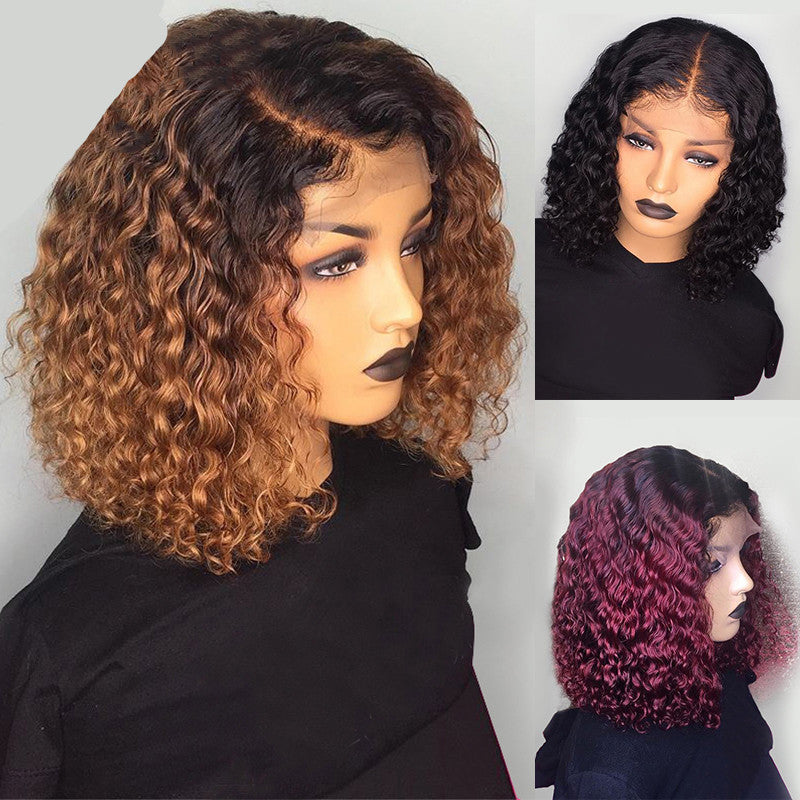 Water wave bob Curly Human Hair Wig