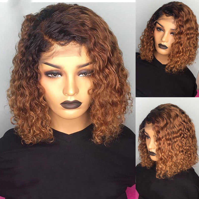 Water wave bob Curly Human Hair Wig