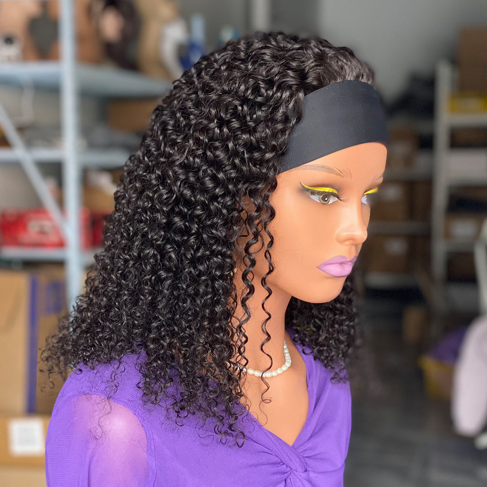 Curly Headband Human Hair Wig