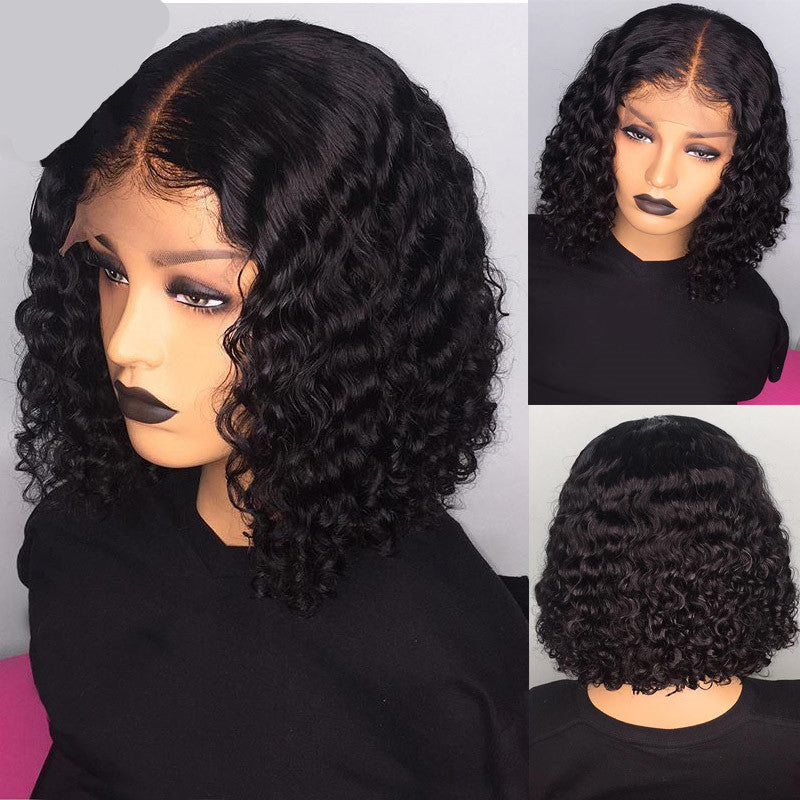 Water wave bob Curly Human Hair Wig