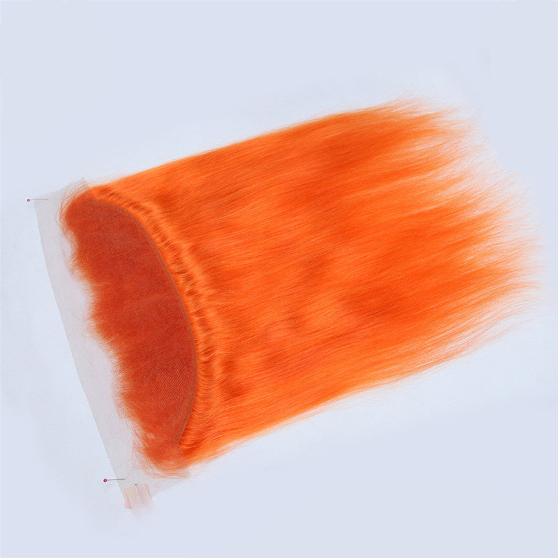 Orange Human Hair Curtain or extension