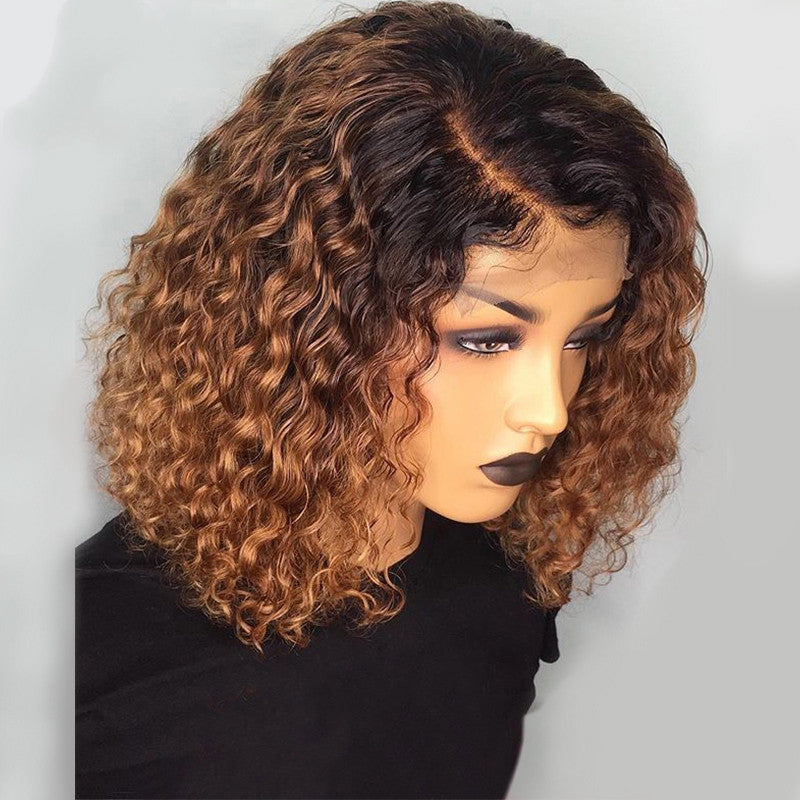 Water wave bob Curly Human Hair Wig