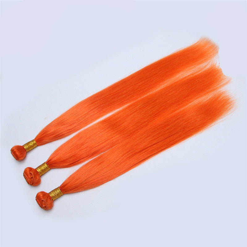 Orange Straight Human Hair extension