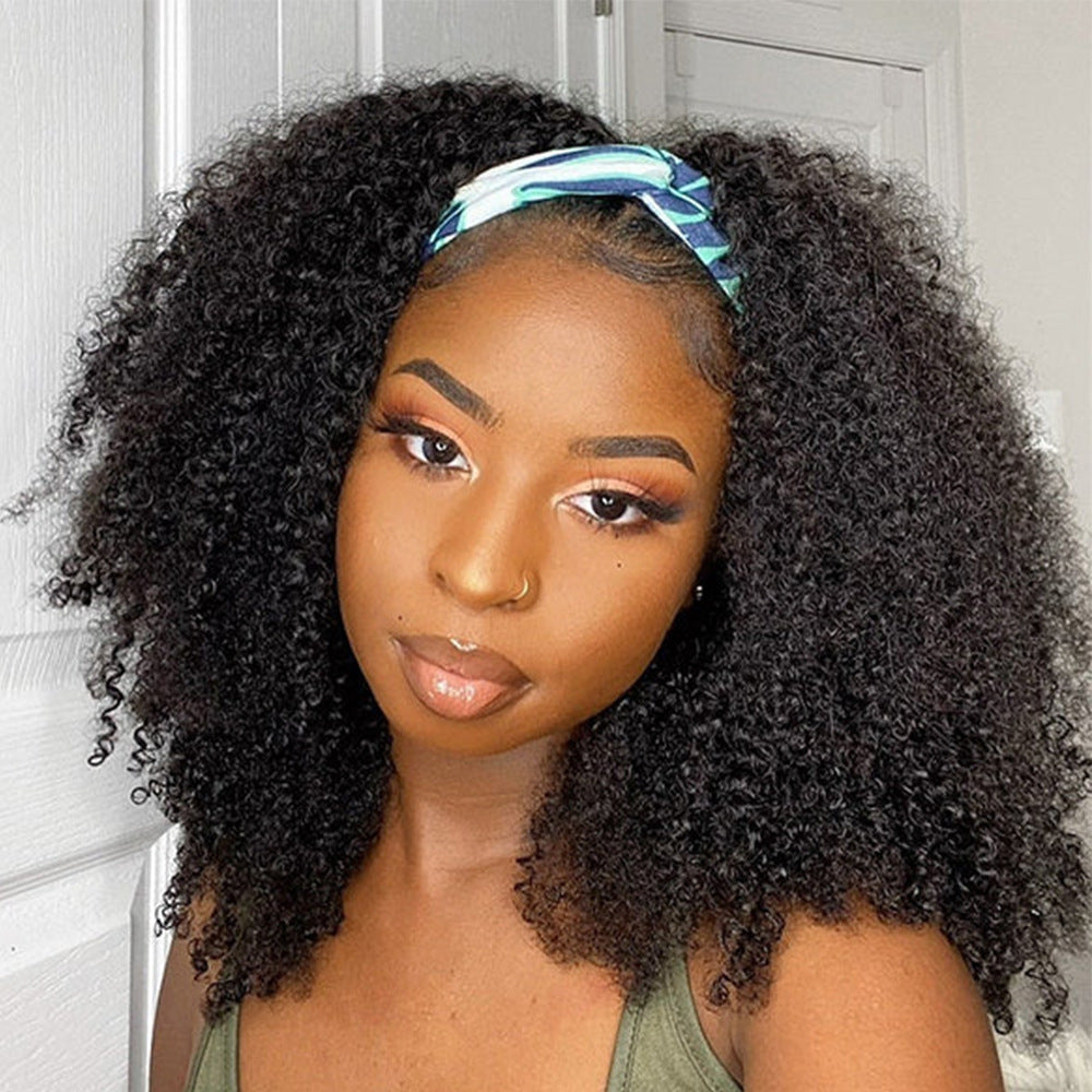 Curly Headband Human Hair Wig