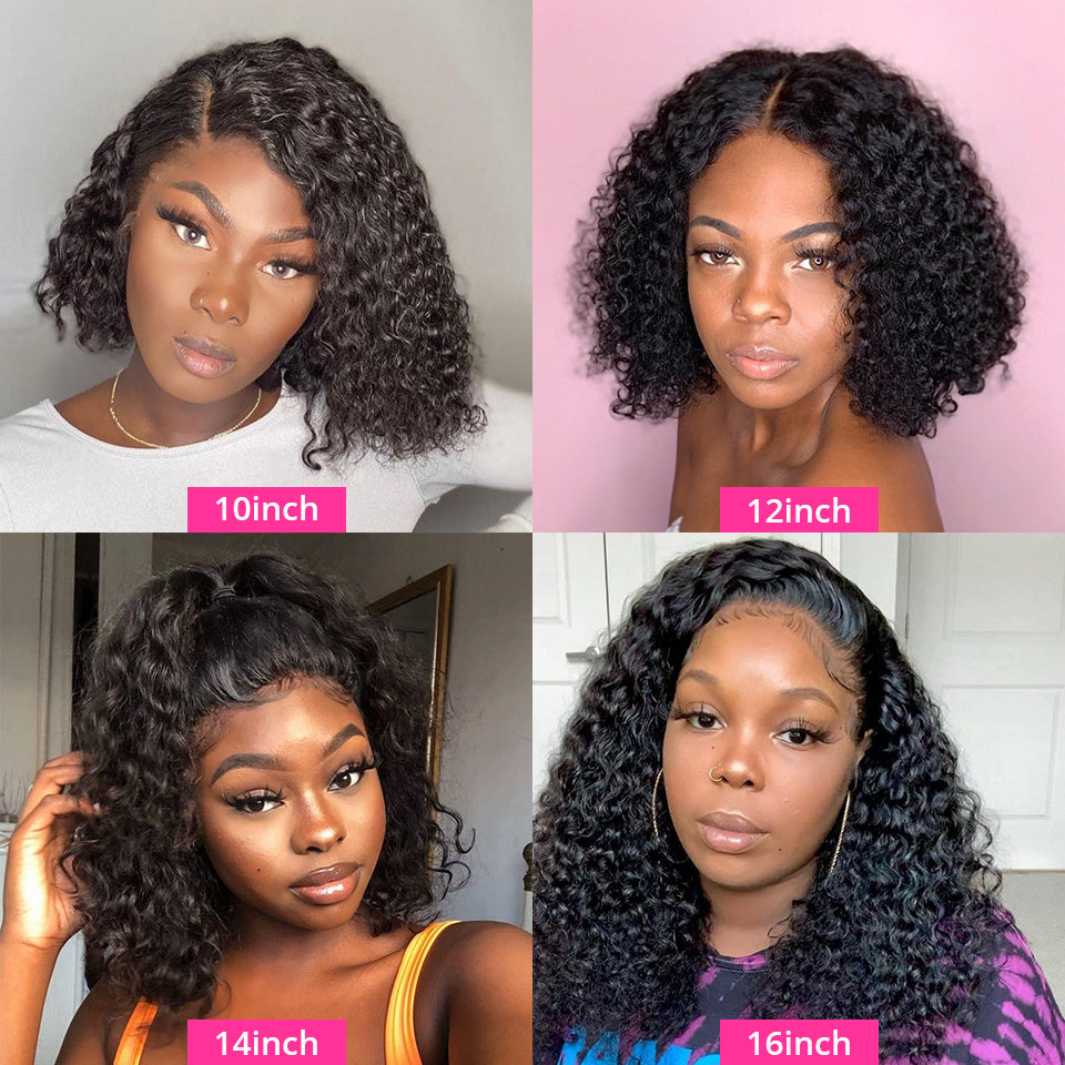 13x6 Lace Front Loose Deep Wave Short Bob Wig Jerry Curly 100% Human Hair Wig