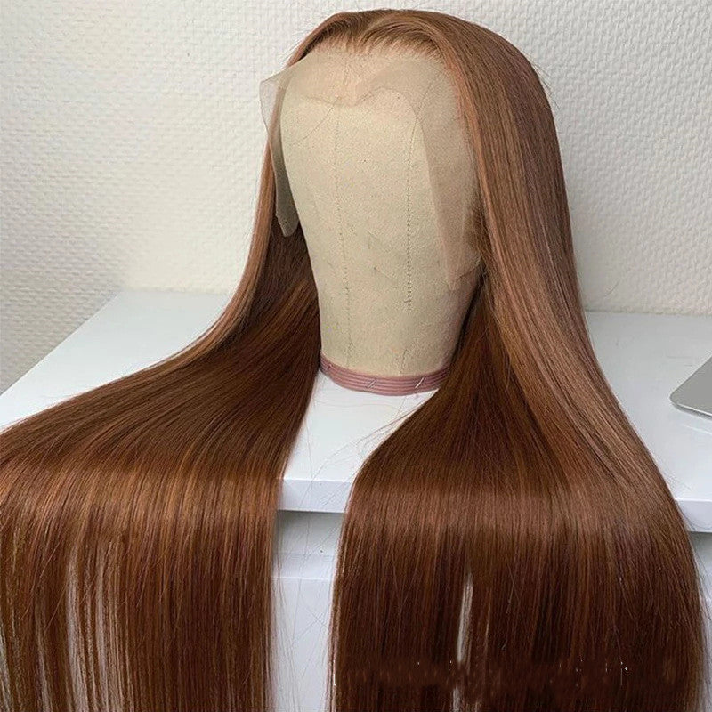 High Density Brown Color Long Straight  Human Hair Wig