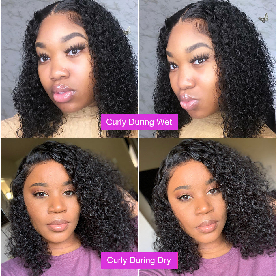 Deep Brazilian Water Wave Lace Frontal Human Hair Wigs Transparent Curly