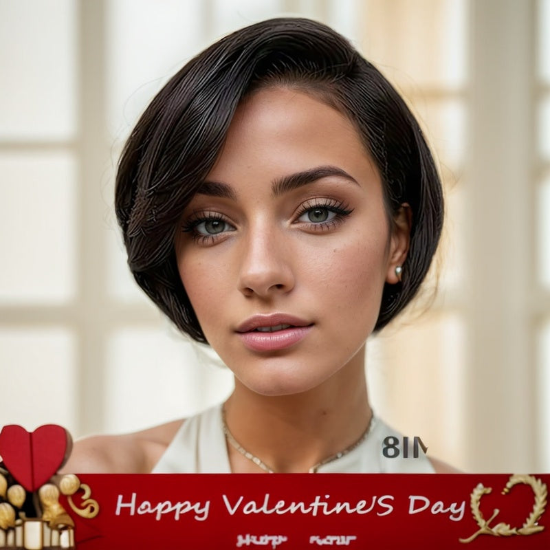 Front Transparent Lace Human Hair Wig – Short Straight & Wavy Style