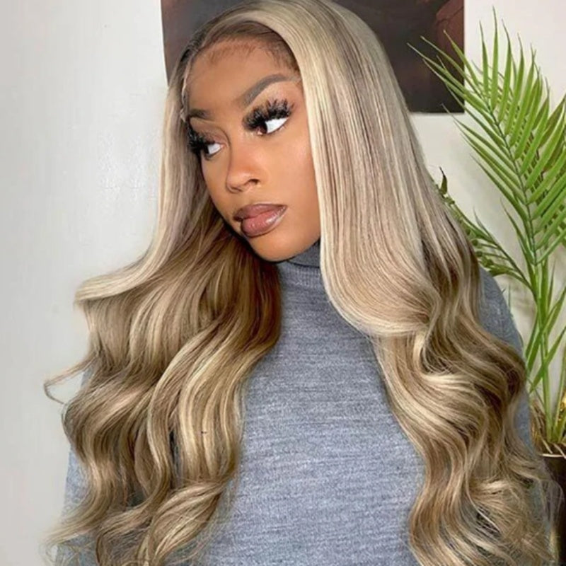13x6 Lace Front European Highlight Wave 100% Human Hair Wig - 200% Density